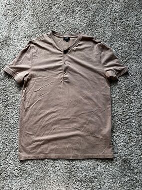 Express Men's Short Sleeve Henley Polo - Taupe